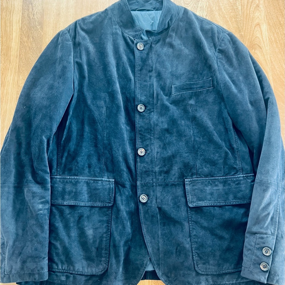 Eleventy Navy Blue Suede Jacket
